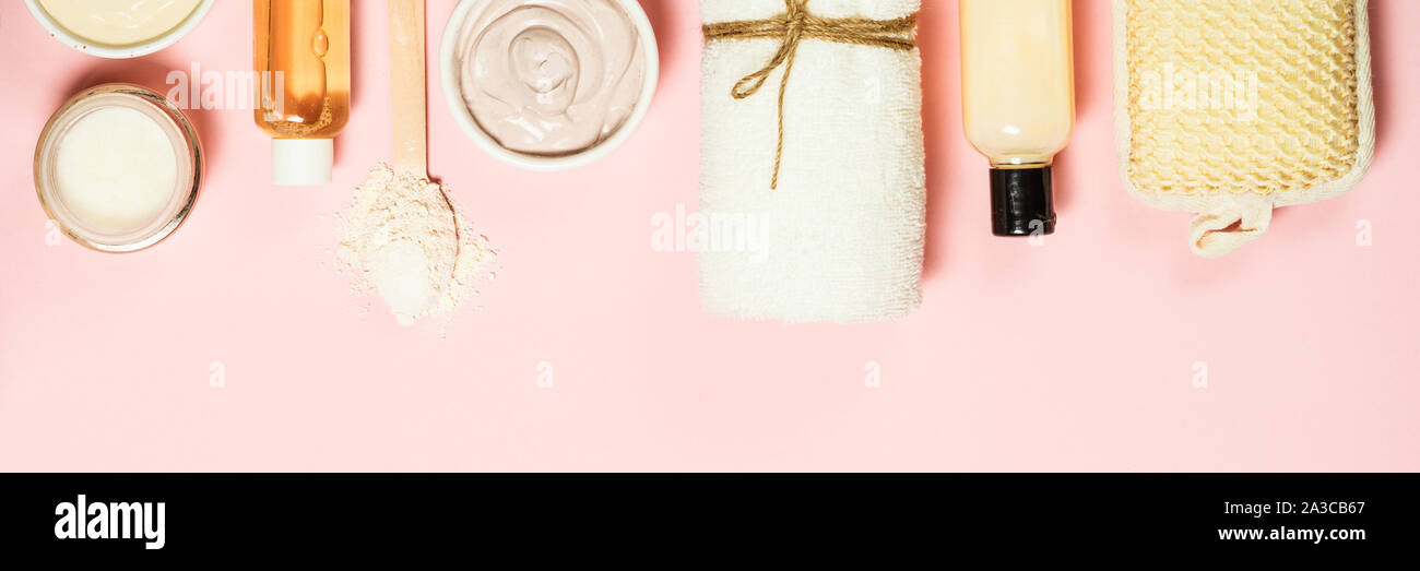 Spa Hintergrund auf Rosa bakground, flach. Stockfoto