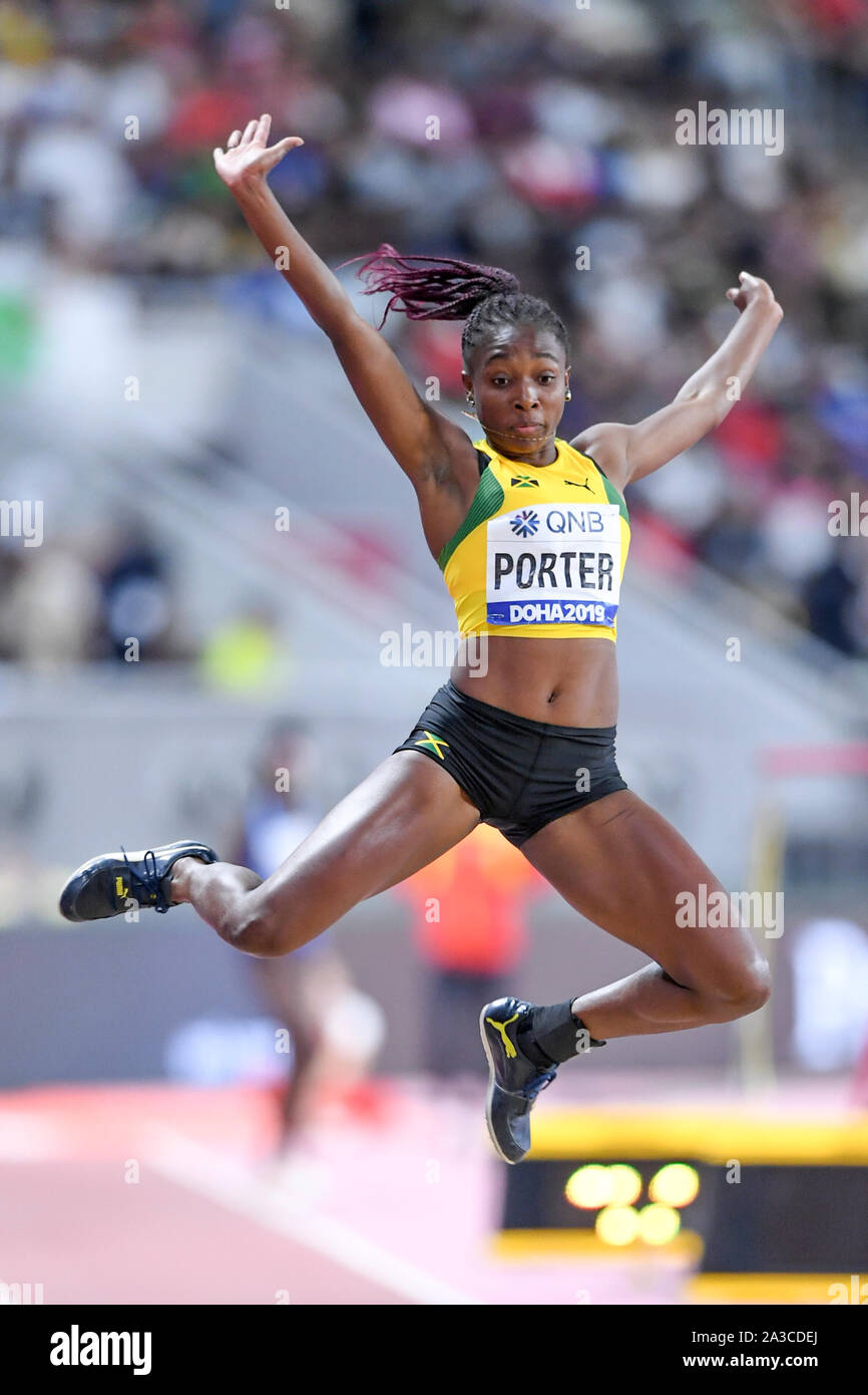 Chanice Porter (Jamaika). Weitsprung Frauen endgültig. IAAF Leichtathletik WM, Doha 2019 Stockfoto