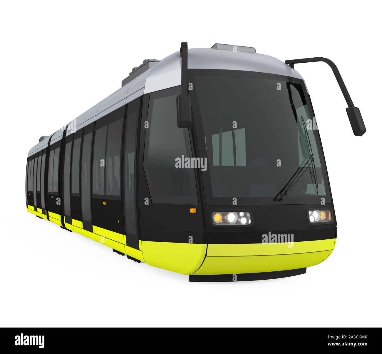 Moderne Straßenbahn isoliert Stockfoto