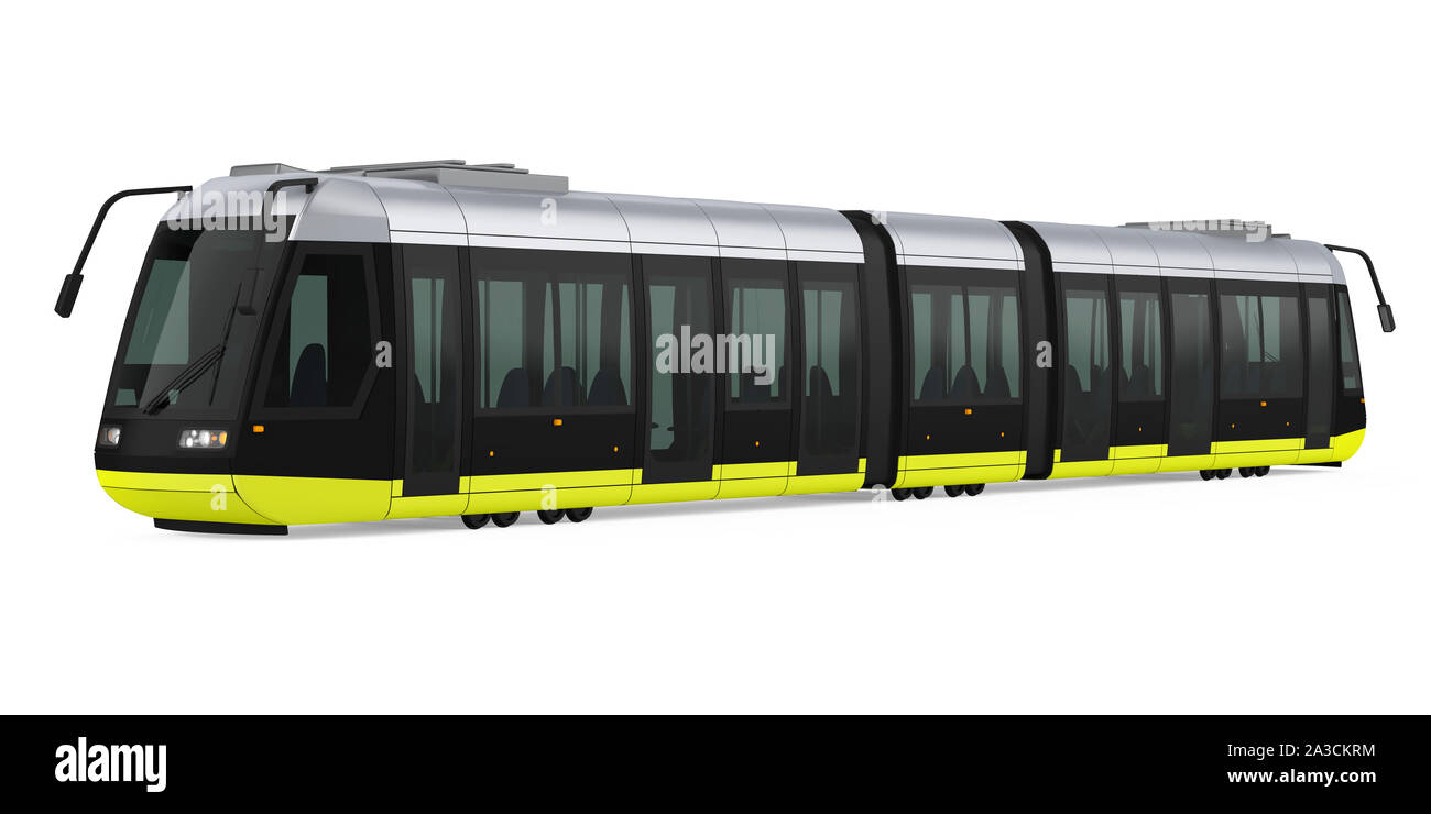 Moderne Straßenbahn isoliert Stockfoto