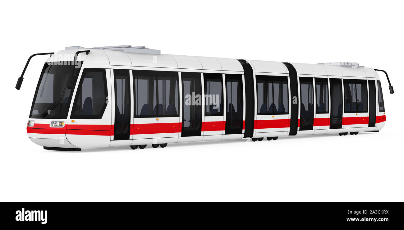 Moderne Straßenbahn isoliert Stockfoto