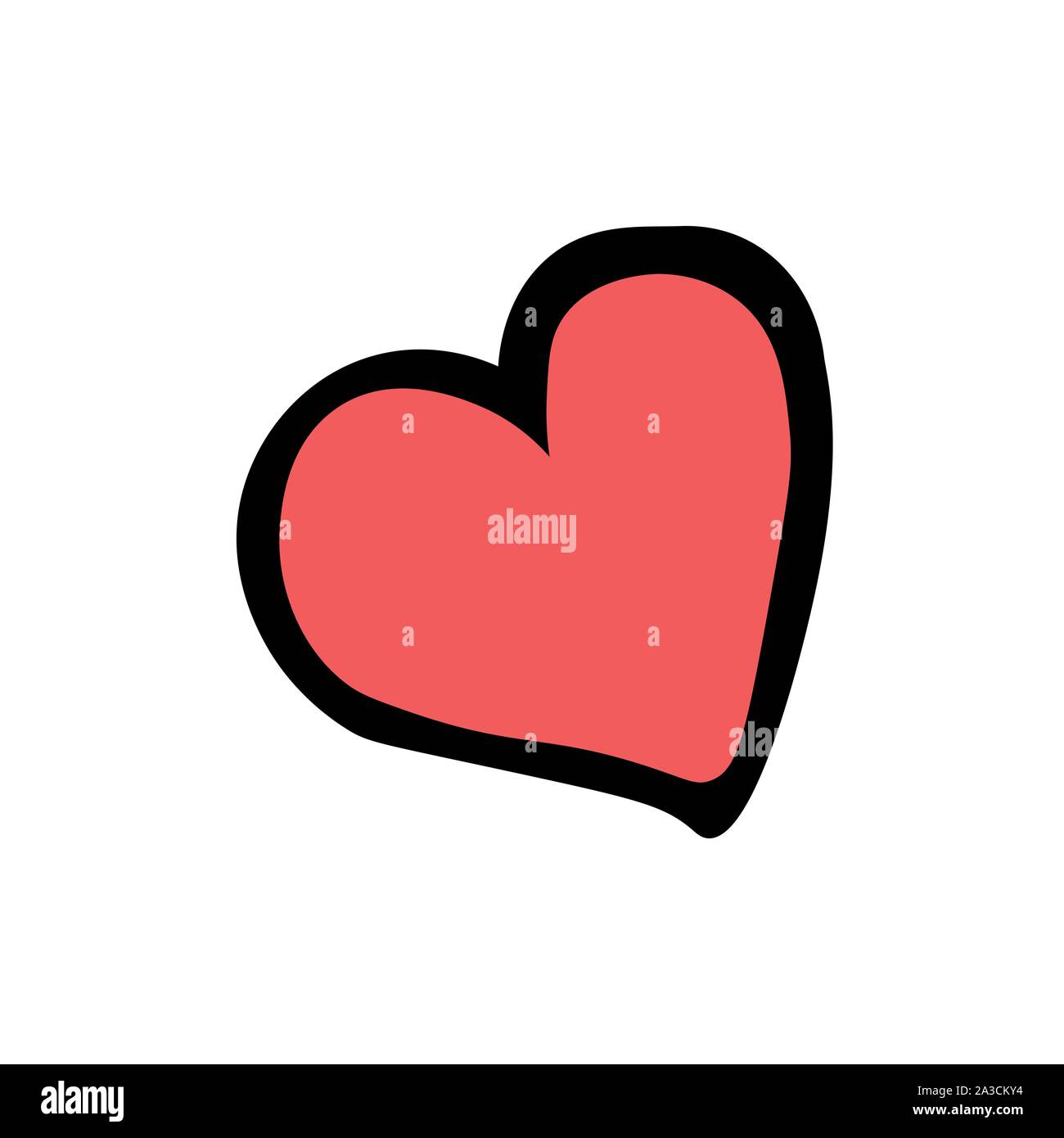 Rotes Herz auf weißem Hintergrund. Hand Zeichnung Skizze. Bunte Umrisse