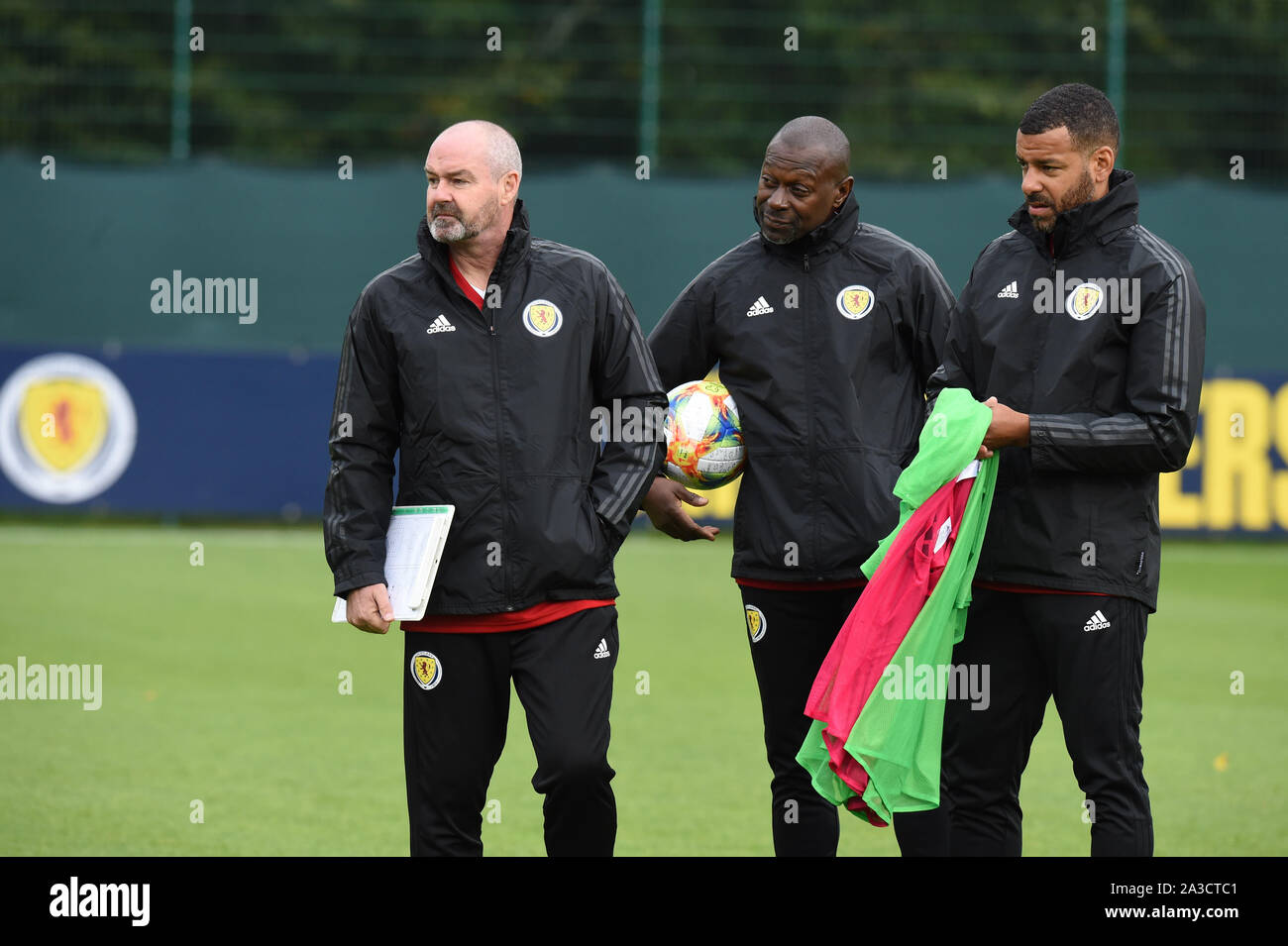 Edinburgh, Schottland, Großbritannien. 07 Okt, 2019. 7. Okt 19. Oriam Training Center, Riccarton, Edinburgh. Schottland Schulung für die UEFA EURO 2020 Qualifier Vorrichtungen gegen Russland. 7. Okt., 19. und San Marino. Pic Credit: Eric mccowat/Alamy leben Nachrichten Stockfoto