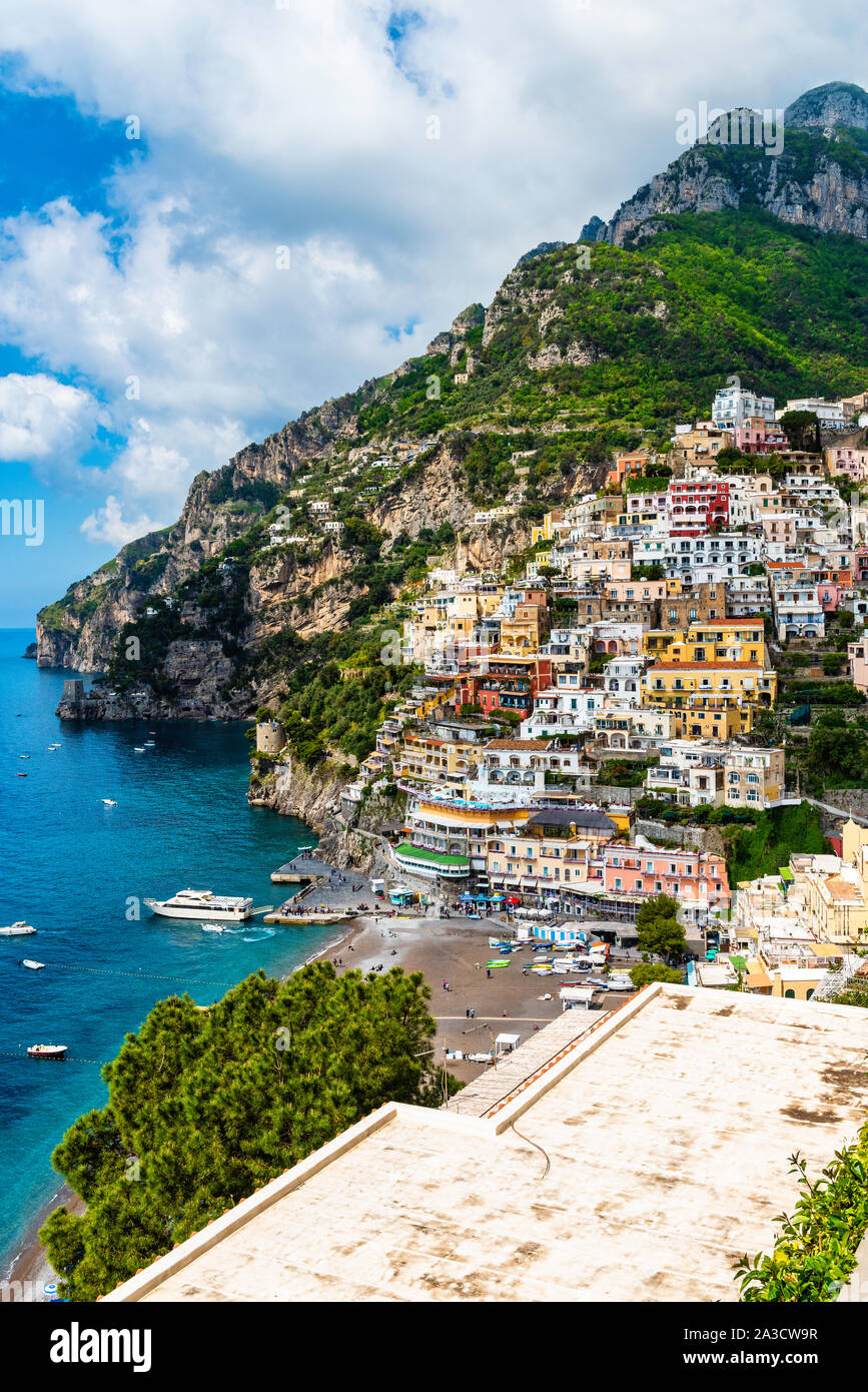 Die wunderschönen italienischen Stadt Positano an der Amalfiküste Stockfoto
