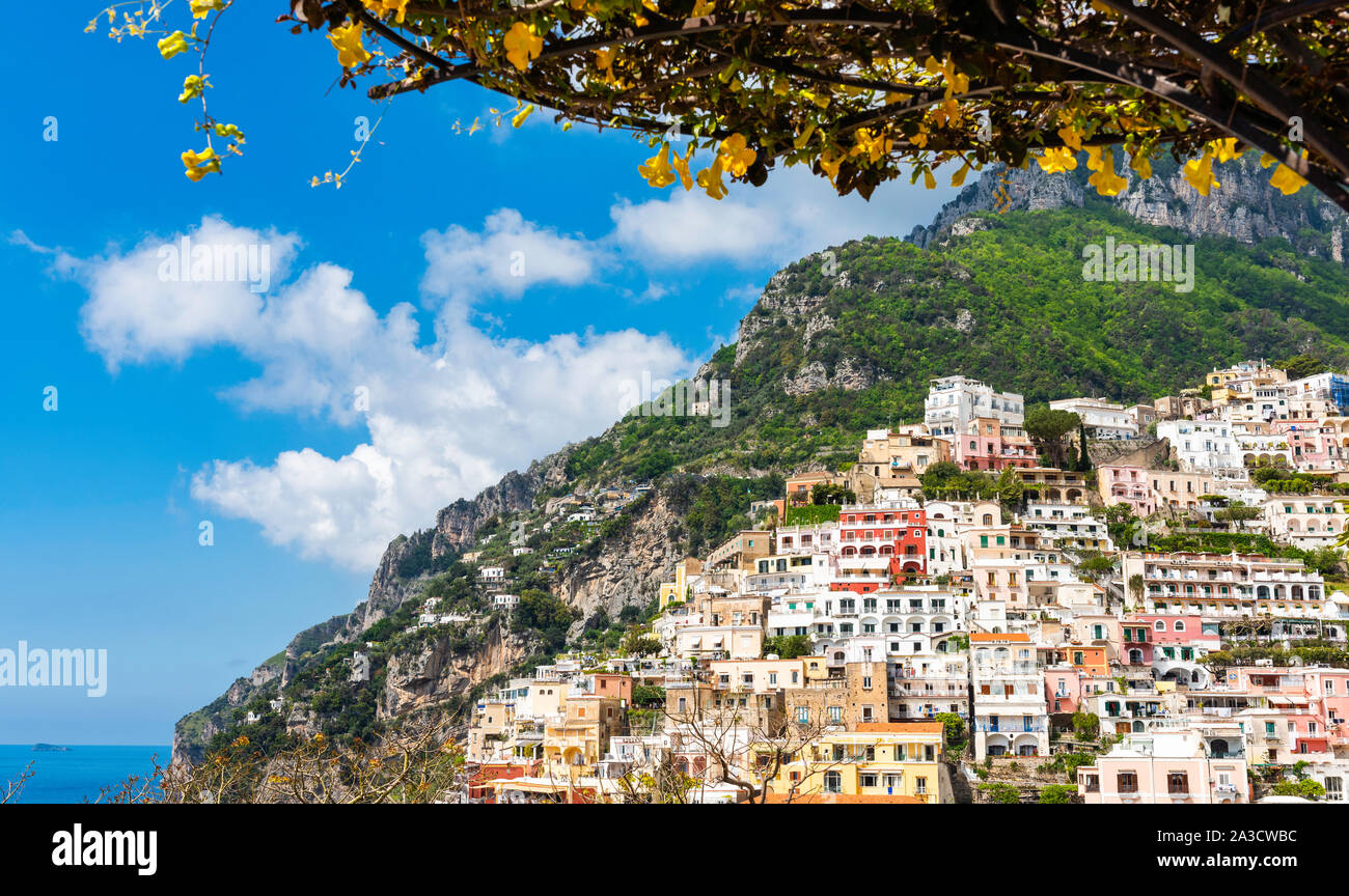Die wunderschönen italienischen Stadt Positano an der Amalfiküste Stockfoto