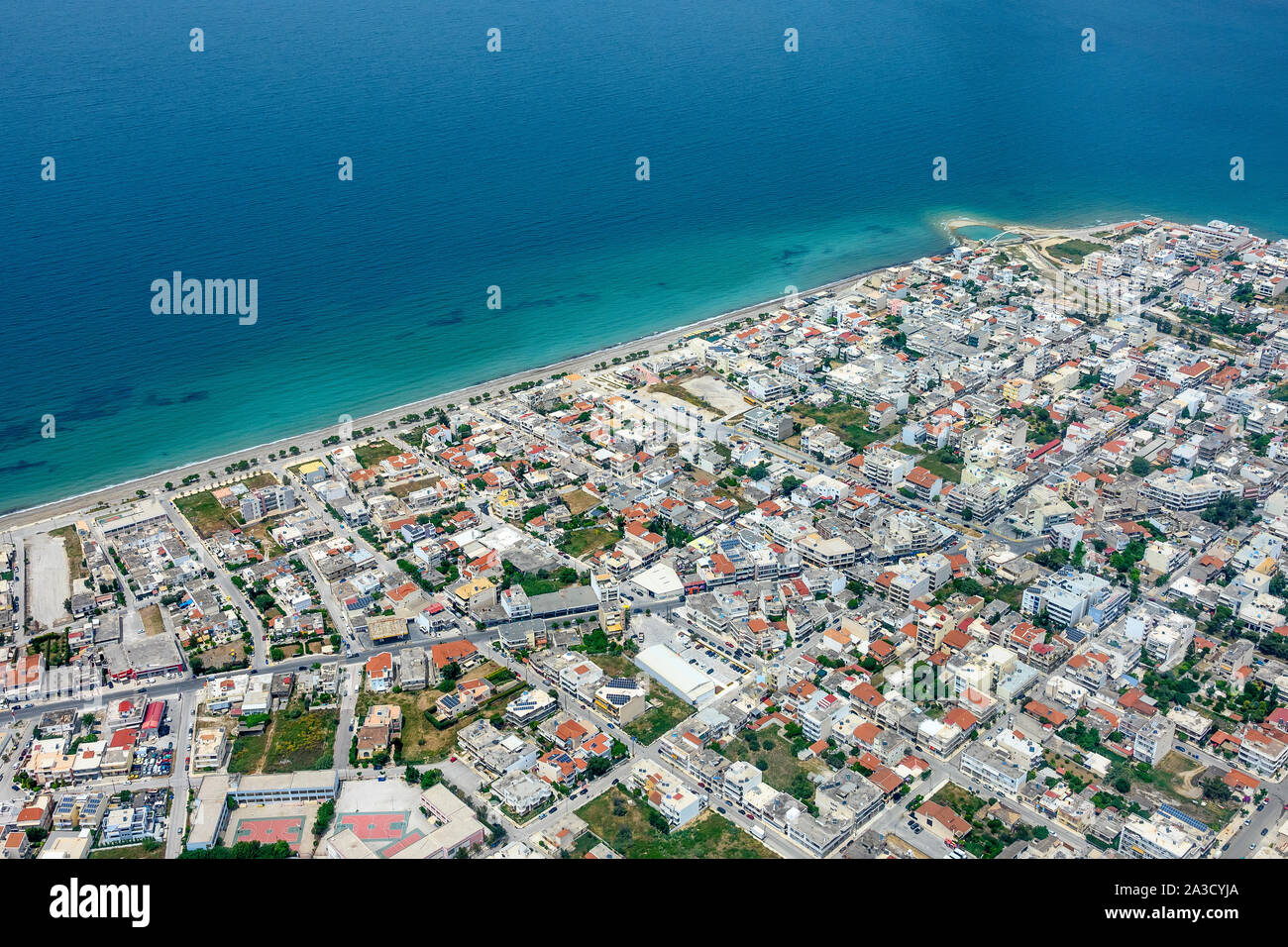Luftaufnahme der Stadt Korinth, Northern, Peloponnes. Griechenland Stockfoto