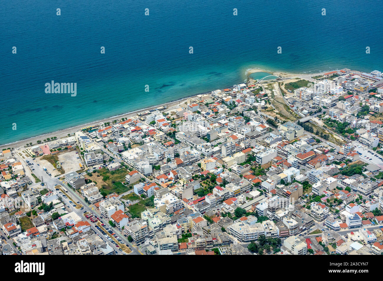 Luftaufnahme der Stadt Korinth, Northern, Peloponnes. Griechenland Stockfoto