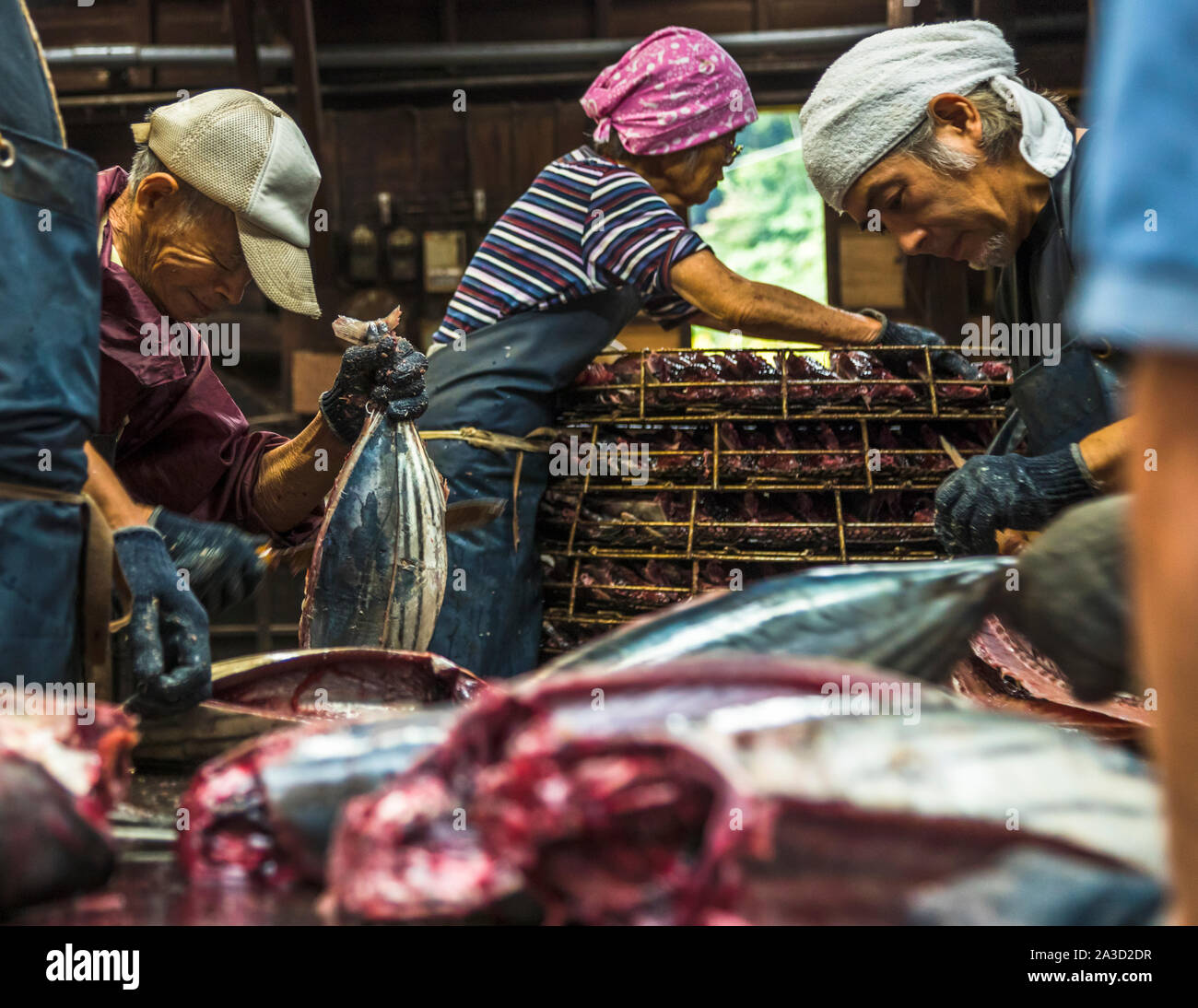 Yasuhisa Serizawa ist katsuobushi Herstellen, bei NishiizuCho