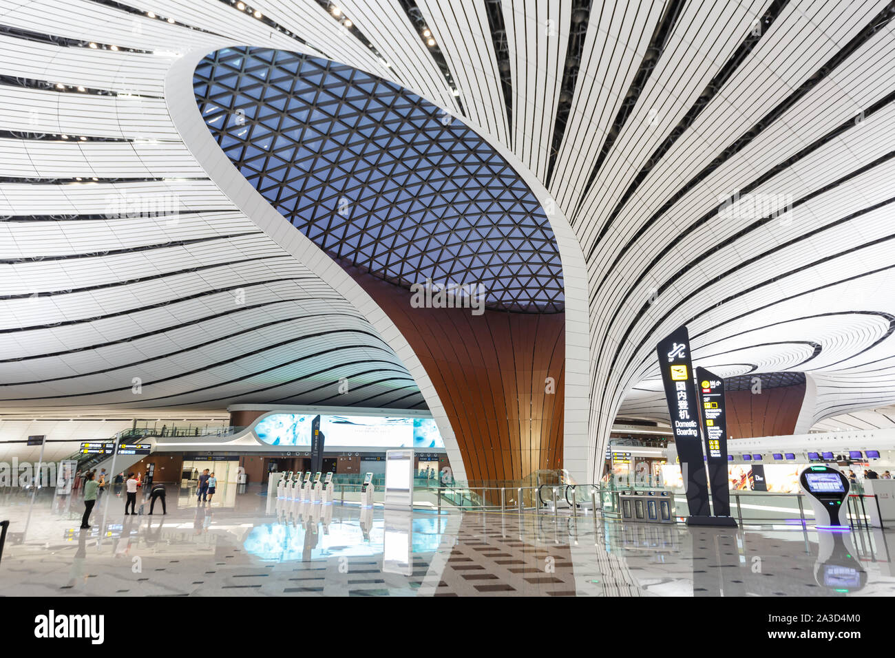 Peking, China - 30. September 2019: Pekinger Daxing Neuer internationaler Flughafen Terminal (PKX) in China. Stockfoto