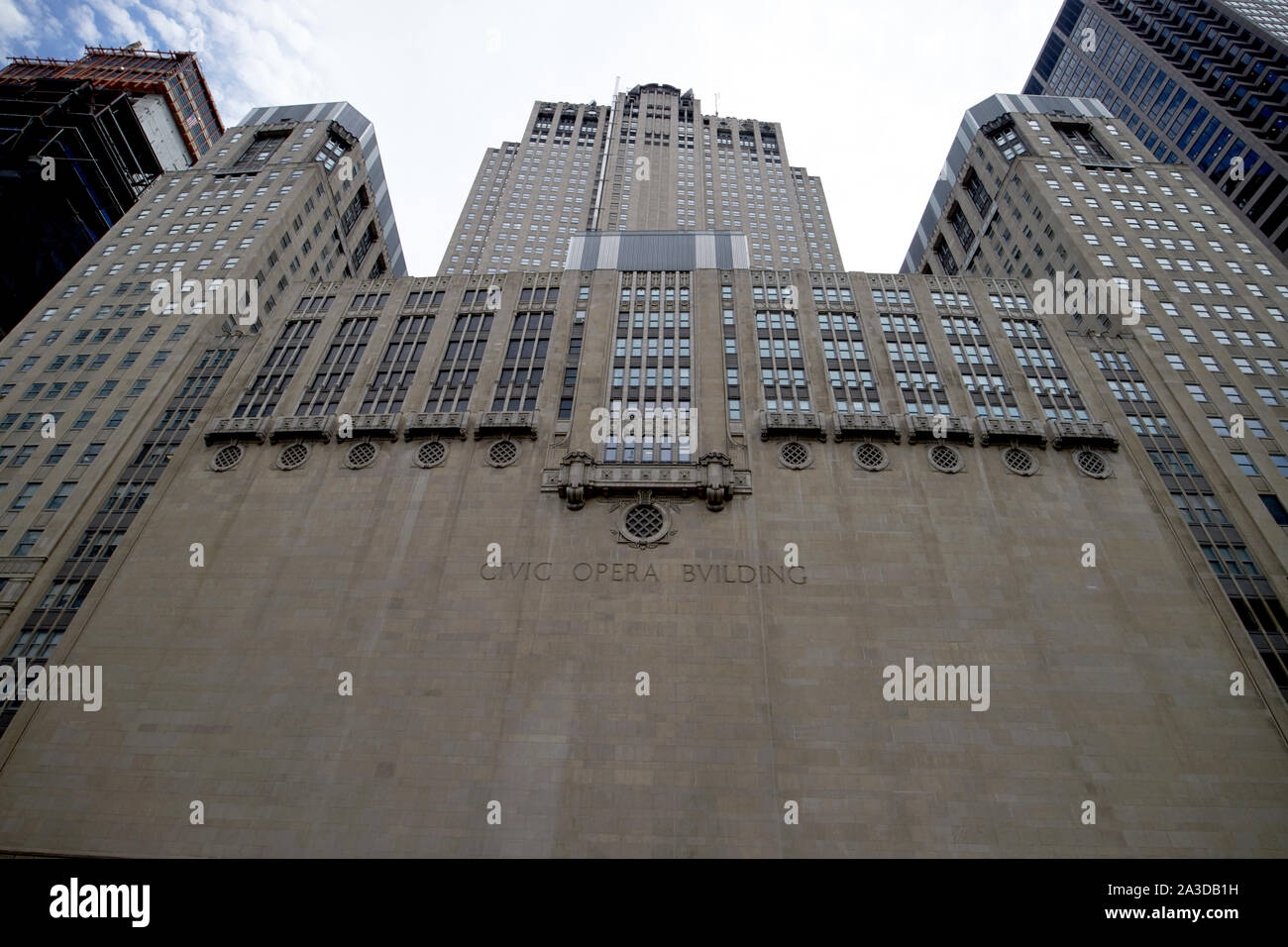 Fluss zugewandten Seite der bürgerlichen Oper Chicago Illinois Vereinigte Staaten von Amerika Stockfoto