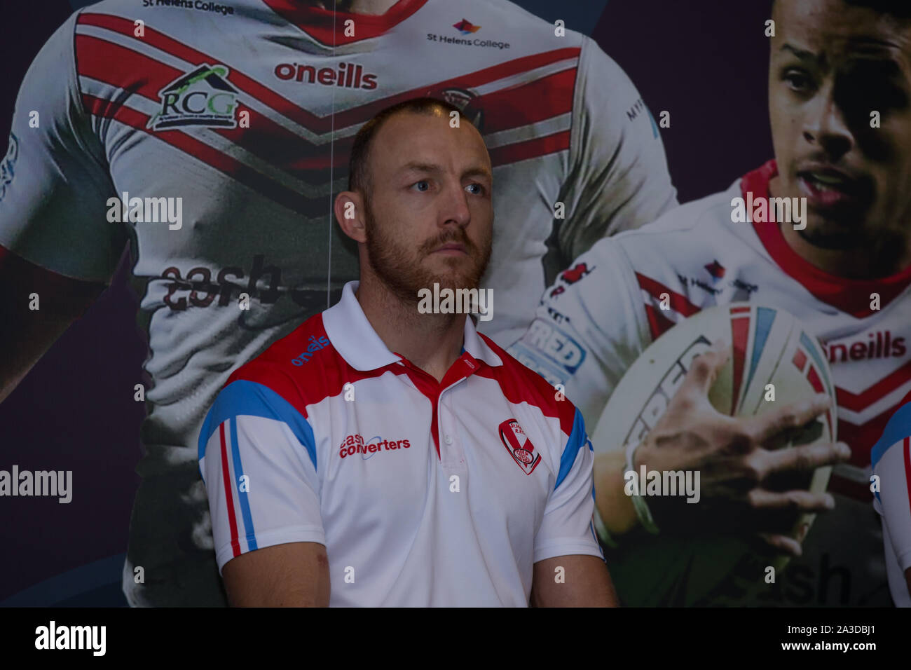 Manchester, Großbritannien. 07 Okt, 2019. Old Trafford, Manchester, 7. Oktober 2019. James Roby Kapitän von St Helens bei Betfred Super League Grand Final 2019 Pressekonferenz im Old Trafford, Sir Matt Busby Way, Old Trafford, Stretford, Manchester M16 0RA Credit: Touchlinepics/Alamy leben Nachrichten Stockfoto