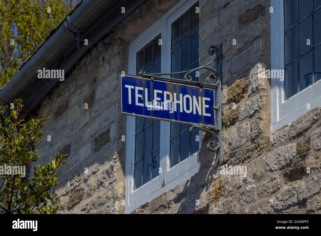 Alte Telefon anmelden Corfe in der Nähe von Wareham, Dorset, Großbritannien Stockfoto