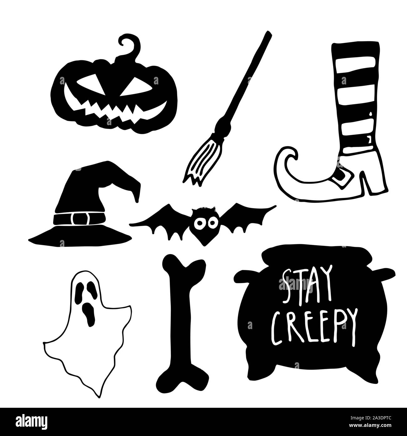 Eine Sammlung von Hand gezeichnete halloween Elemente Stock Vektor