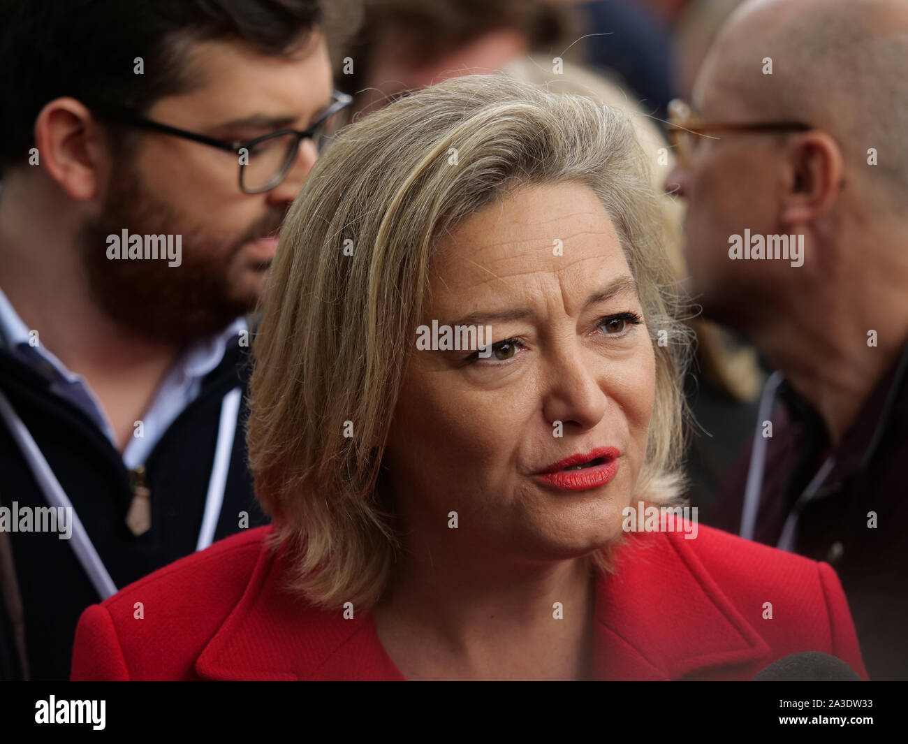 Ludovine de la Rochère, Präsident der Manif pour Tous, sorgt sich Anti-PMA Demonstration in Paris, Frankreich Stockfoto