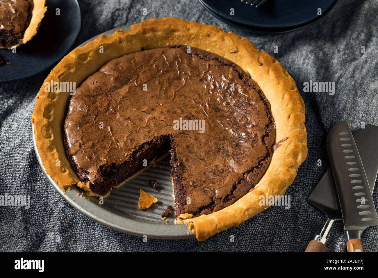 Hausgemachte Schokolade Brownie PIe bereit zu Essen Stockfoto