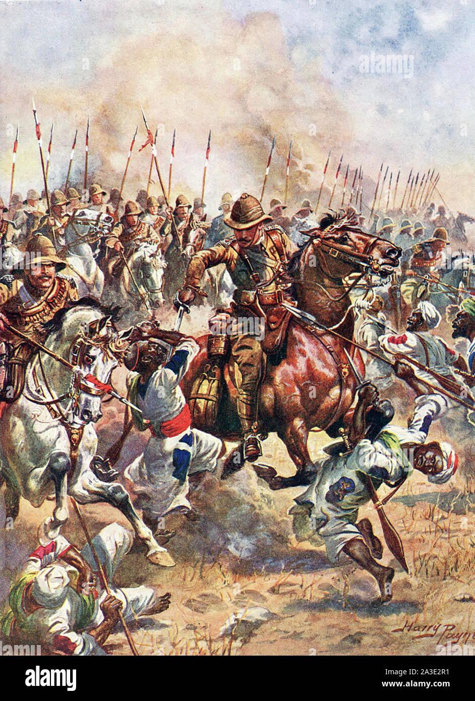 Schlacht von OMDURMAN 2 September 1898. Laden der 1 Lancers. Stockfoto