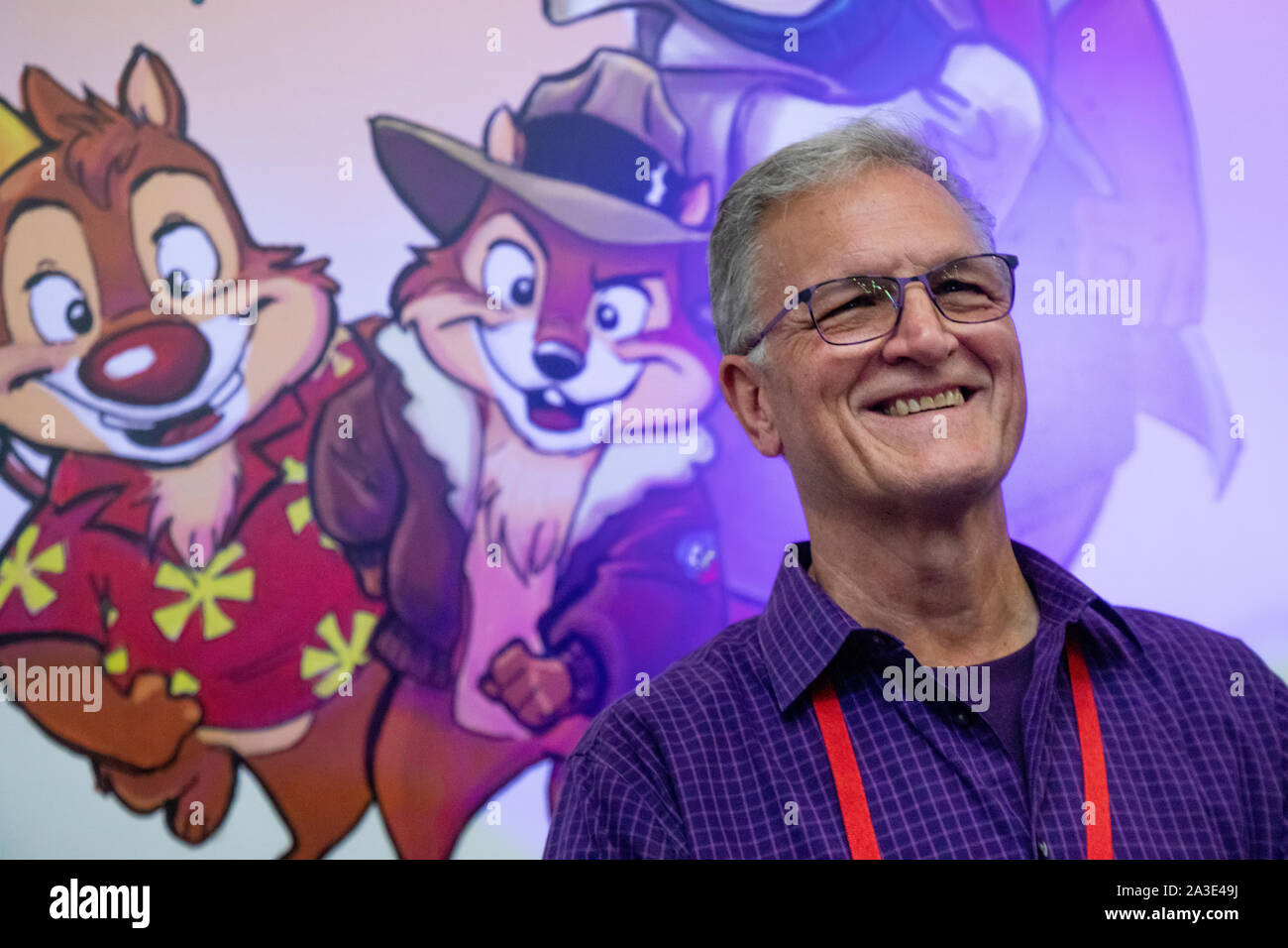 Moskau, Russland. 5.Oktober, 2019 uns Animator und Regisseur Tad Stones, der für seine zahlreichen animierte Comedy Serie wie Chip'n Dale: Rescue Rangers Darkwing Duck, der Comic Con Russland Festival in Moskau teil Stockfoto