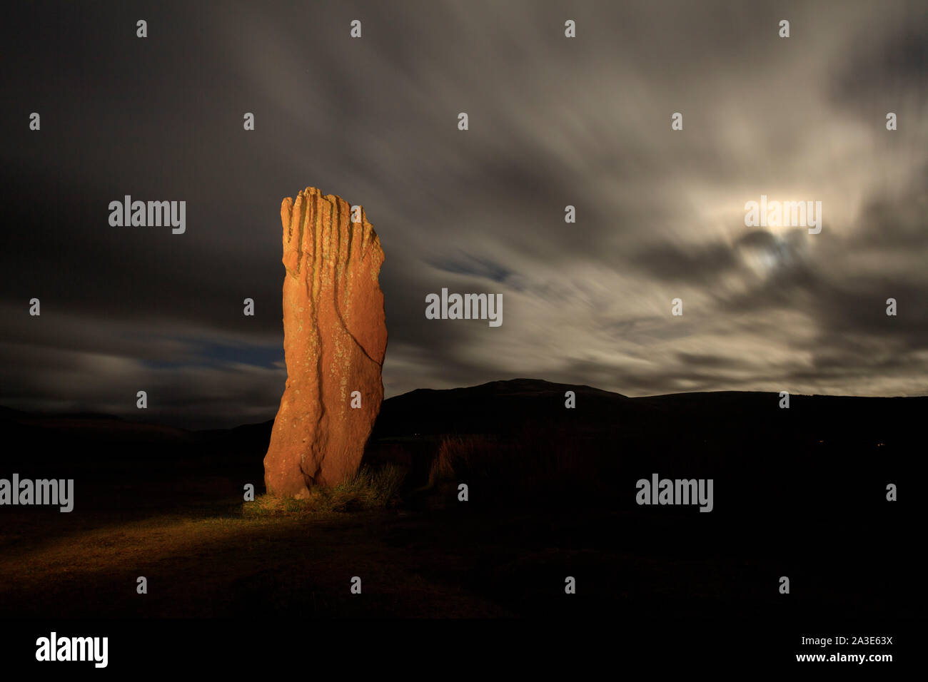 Eine der Standing Stone Circle im machrie Moor, Isle of Arran, Schottland. Stockfoto