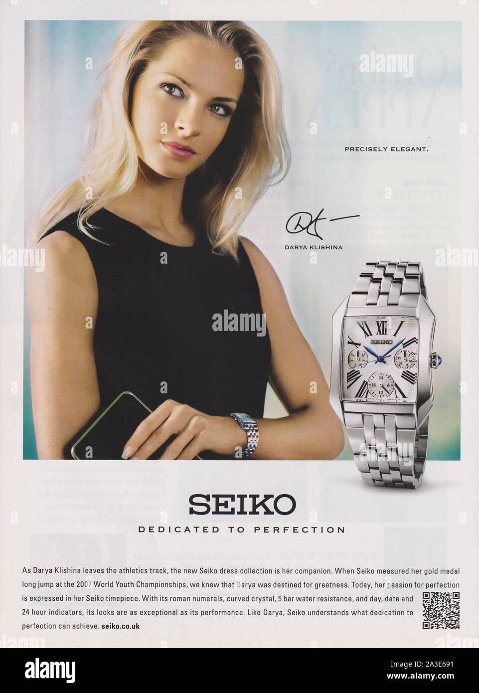 Plakatwerbung Seiko Uhrmachermarke im Magazin von 2012 Jahren, Werbung kreative Seiko 2010er Jahre Werbung Stockfoto