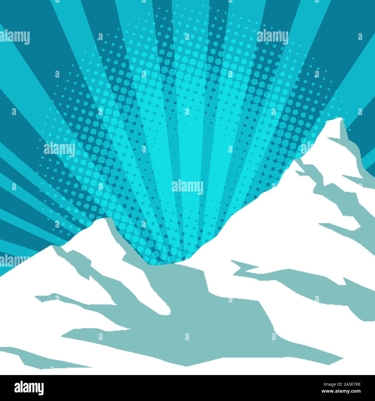 Snow Mountain Pop Art retro Vektor illustration Vintage kitsch Zeichnung 50 s 60 s Stock Vektor