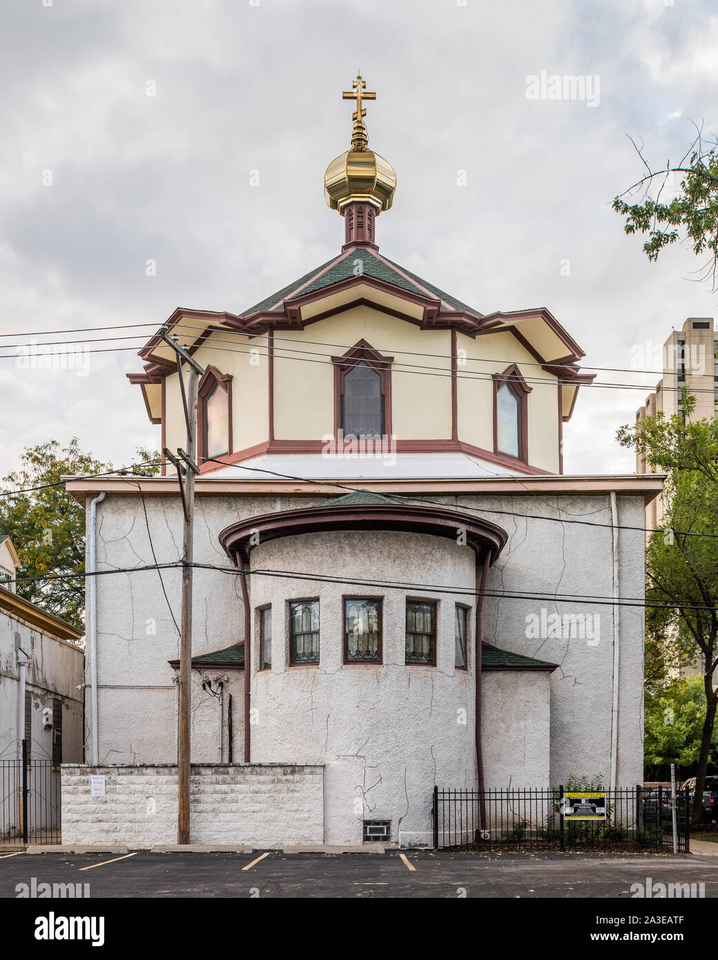 Äußere der Heiligen Dreifaltigkeit Orthodoxe Kathedrale, entworfen von Louis Sullivan Stockfoto