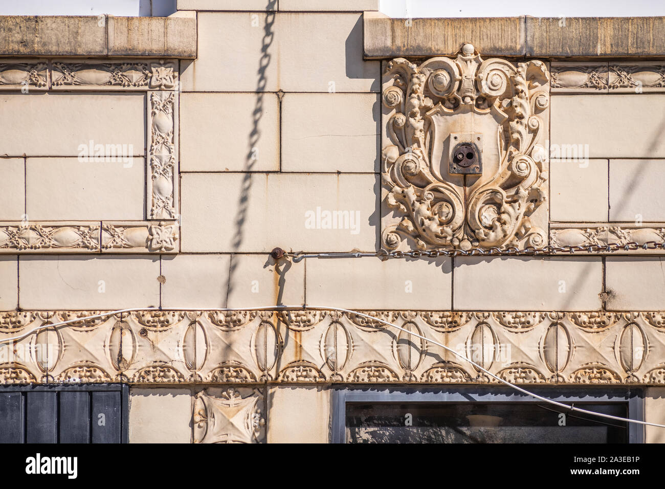 Nahaufnahme von Terracotta architektonisches Detail Stockfoto