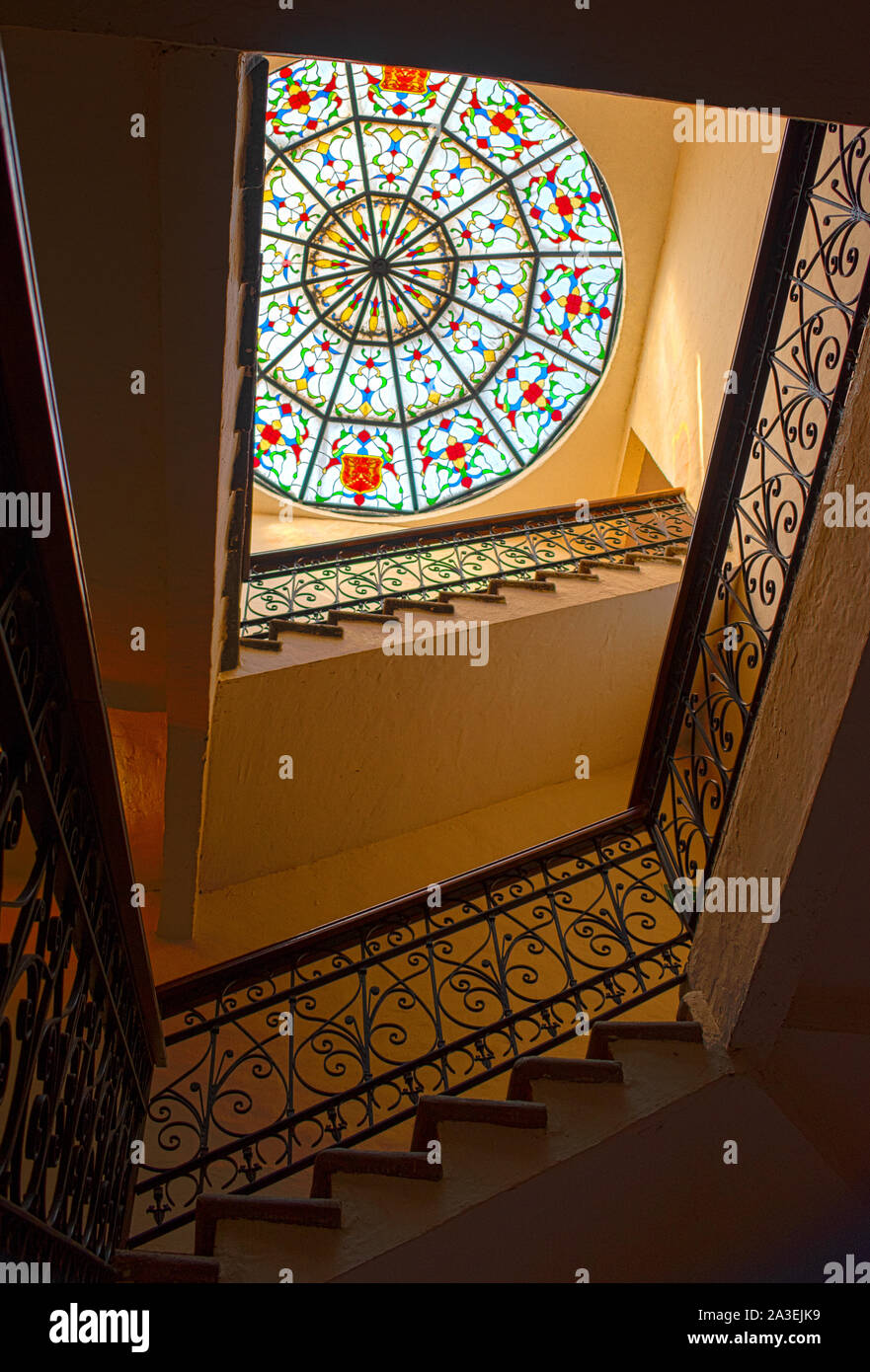 Colonial Treppen Mexiko schöne Architektur alte Fenster Stockfoto