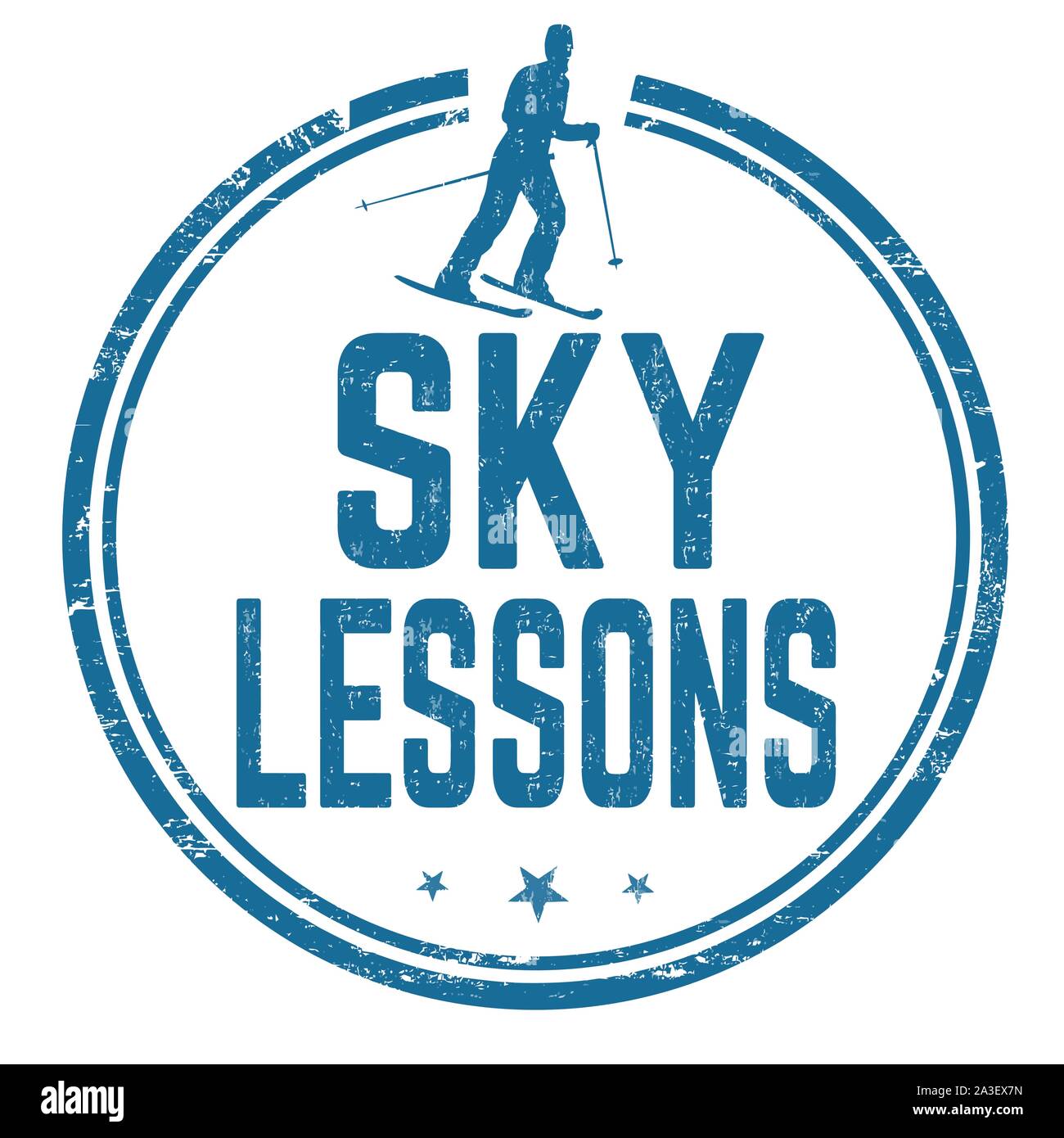 Sky Lektionen Zeichen oder Stempel auf weißem Hintergrund, Vector Illustration Stock Vektor