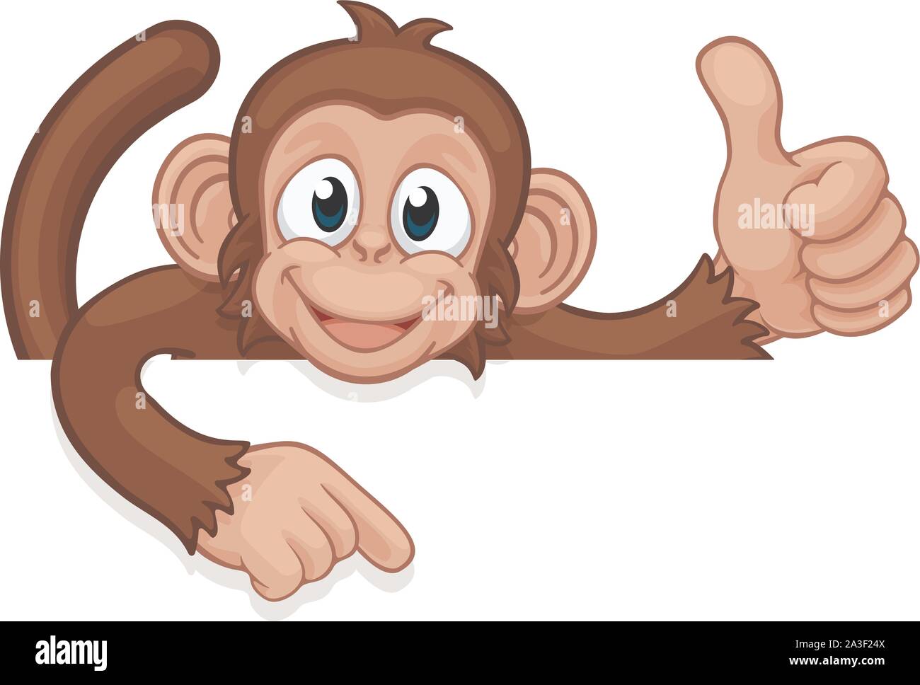 Monkey Cartoon Tier zeigen Daumen nach oben Anmelden Stock Vektor