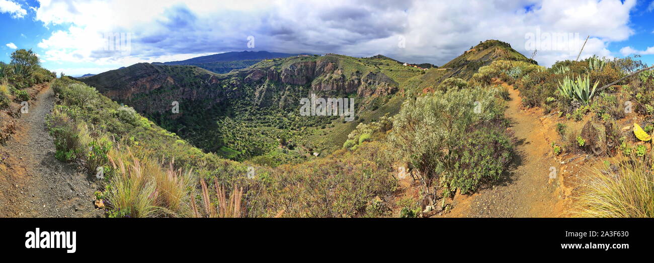 Bandama Krater ist ein erloschener Vulkan auf Gran Canaria Stockfoto