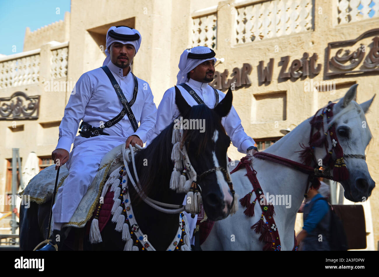 Traditionelle Qatari Reiter Stockfoto