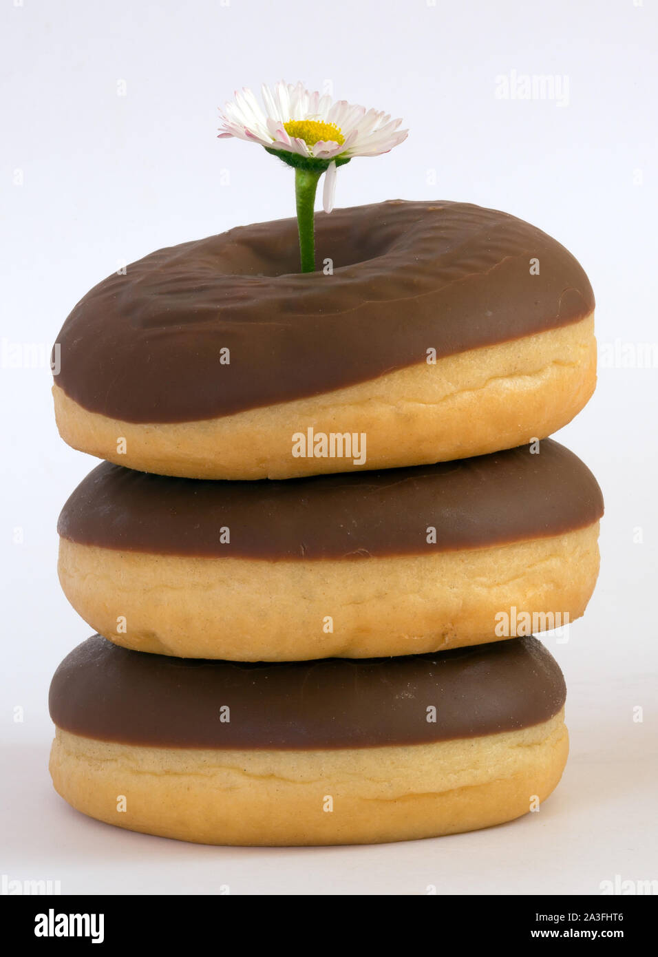 Milch und Donuts mit Schokolade Stockfoto