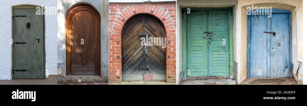 Fenster und Türen auf Dorf Häuser Stockfoto