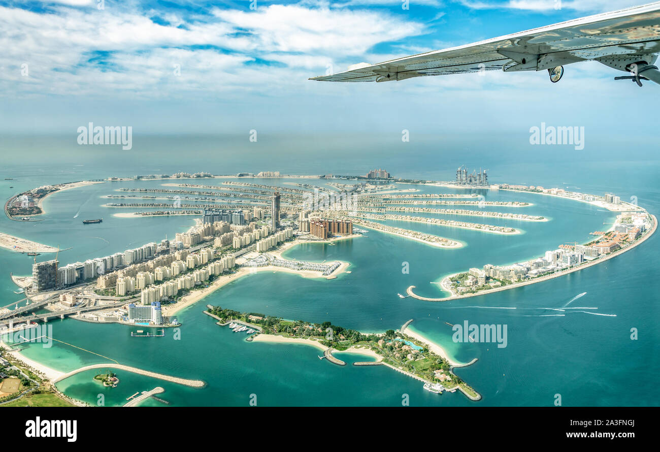 Luftaufnahme von Dubai Palm Jumeirah, Vereinigte Arabische Emirate Stockfoto