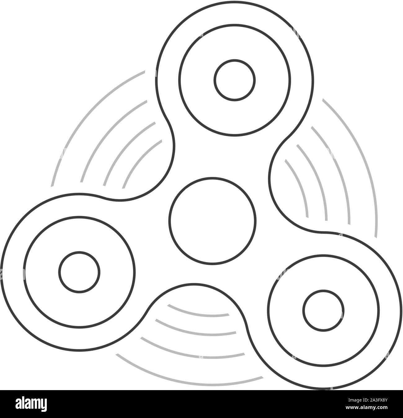Schwarze dünne Linie hand zappeln Spinner logo Stock Vektor