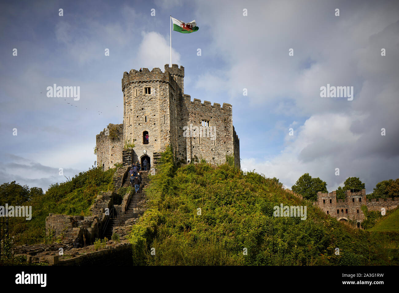 Cardiff Wales, mittelalterliche historische Wahrzeichen Schloss von Cardiff Stockfoto