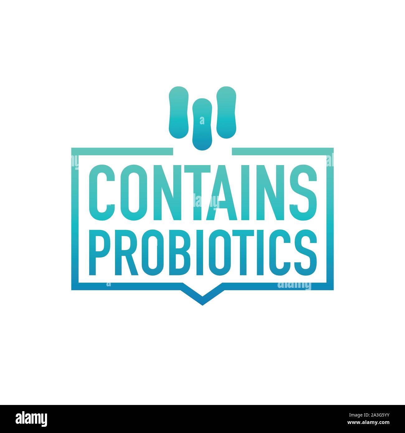 Enthält Probiotika. Abzeichen, Etikett, Symbol, Stempel, Logo. Vector lieferbar Abbildung. Stock Vektor