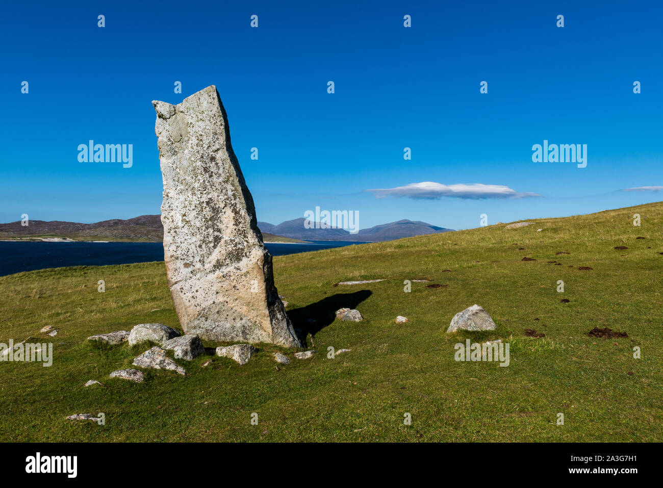 Der Macleod Stein auf Nisabost auf der Isle of Harris Stockfoto