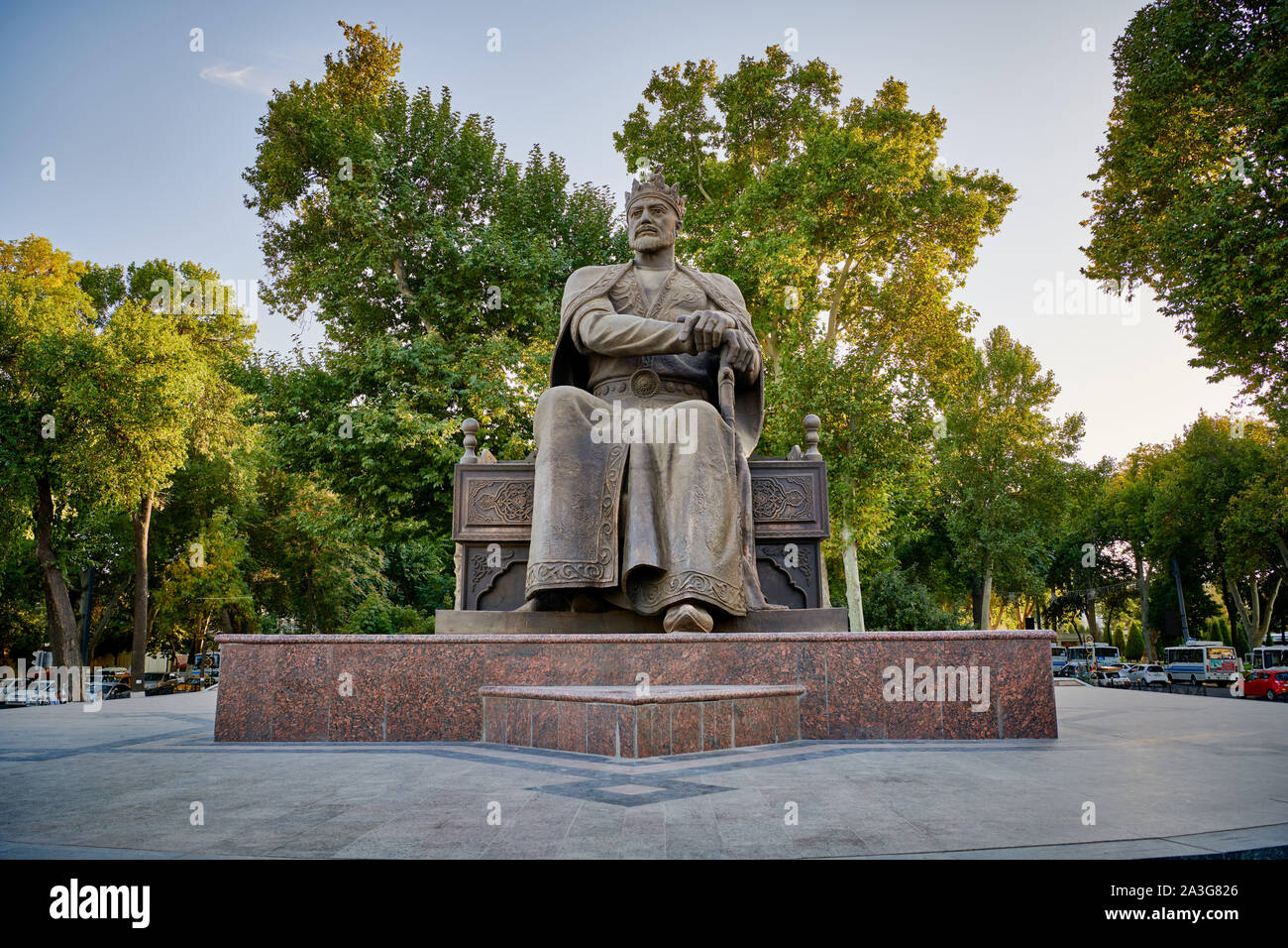 Amir Temur Denkmal, Samarkand, Usbekistan, in Zentralasien Stockfoto