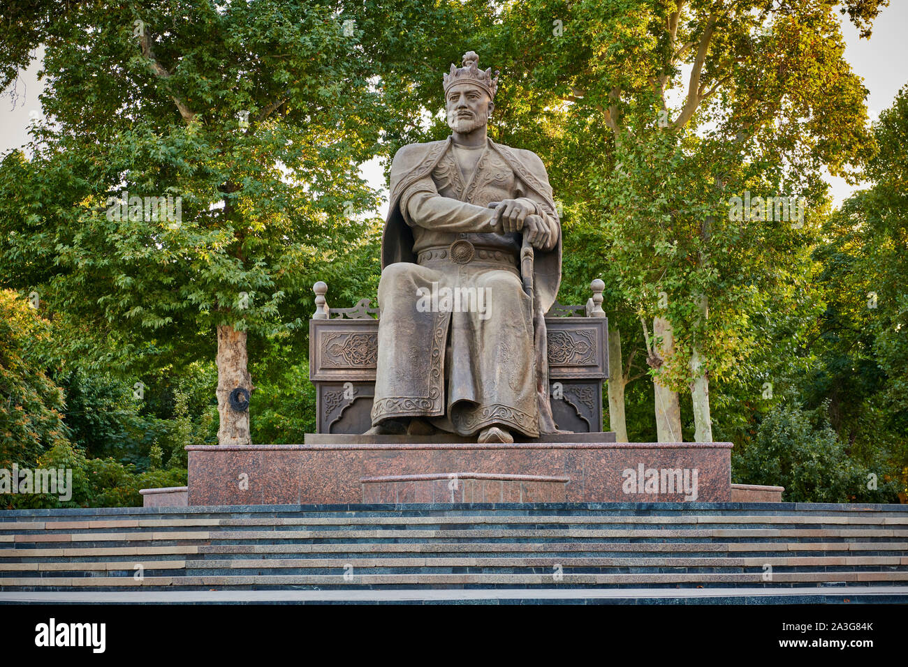 Amir Temur Denkmal, Samarkand, Usbekistan, in Zentralasien Stockfoto
