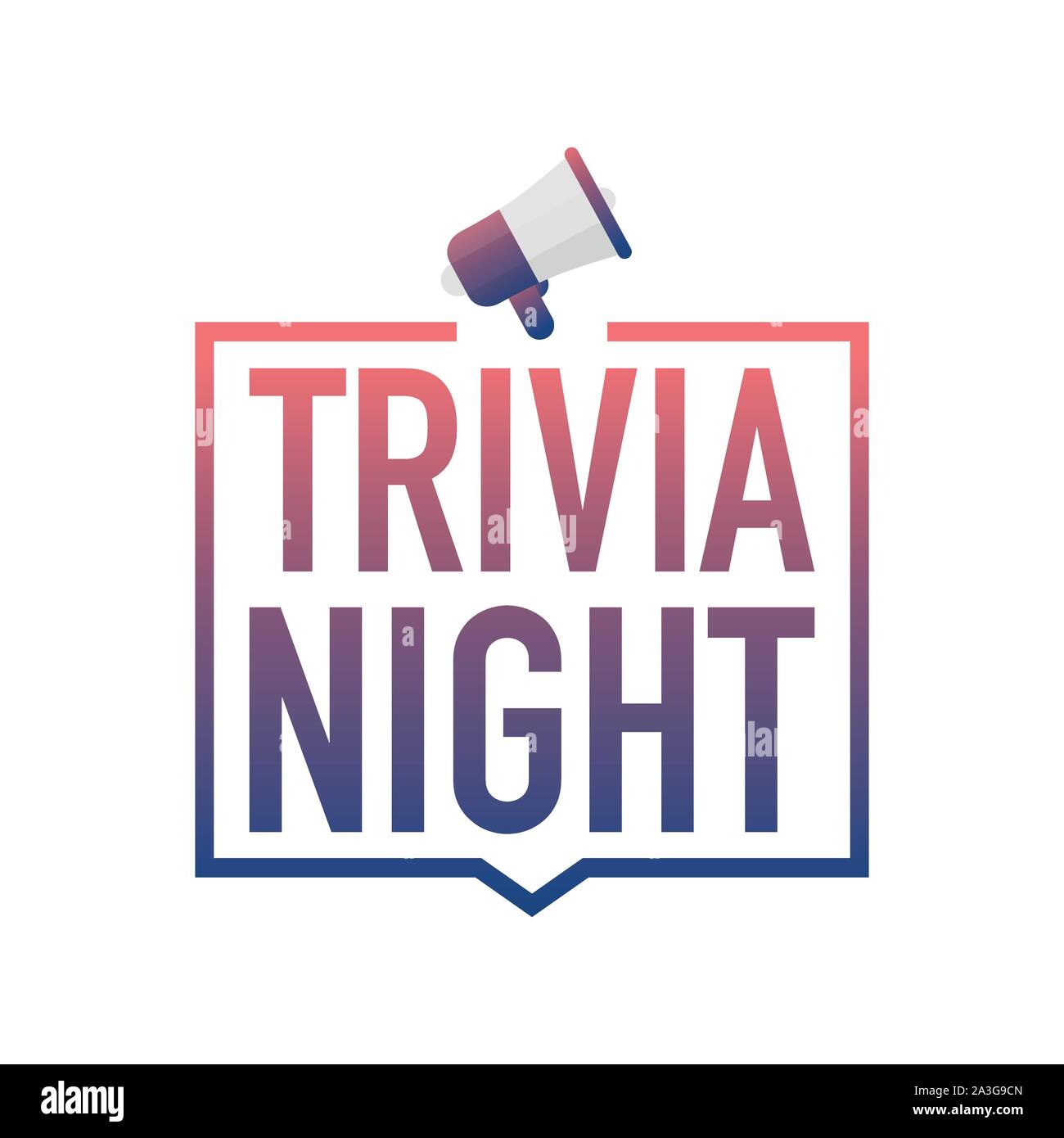 Hand Megaphon - Trivia Nacht. Vector lieferbar Abbildung. Stock Vektor