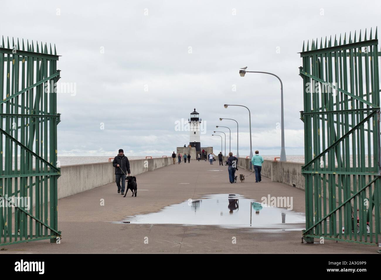 Die Duluth North Pier Leuchtturm in Duluth, Minnesota, USA. Stockfoto