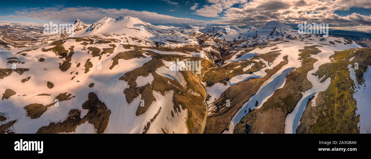 Asgardsgljufur Canyon, Mt. Kerlingafjol, Central Highlands, Island Stockfoto