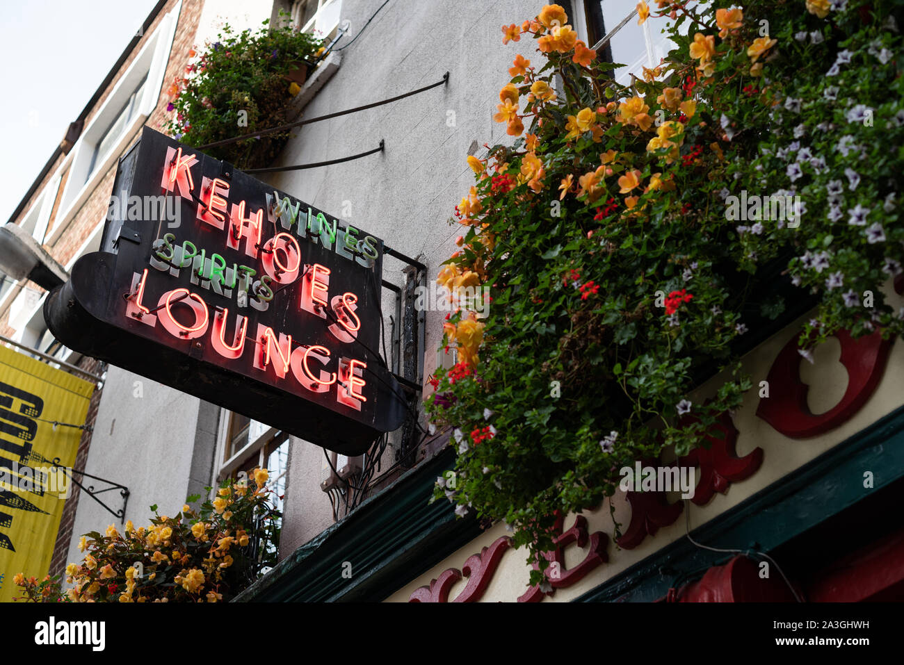 Kehoes Lounge Leuchtreklame, Dublin, Irland. Stockfoto