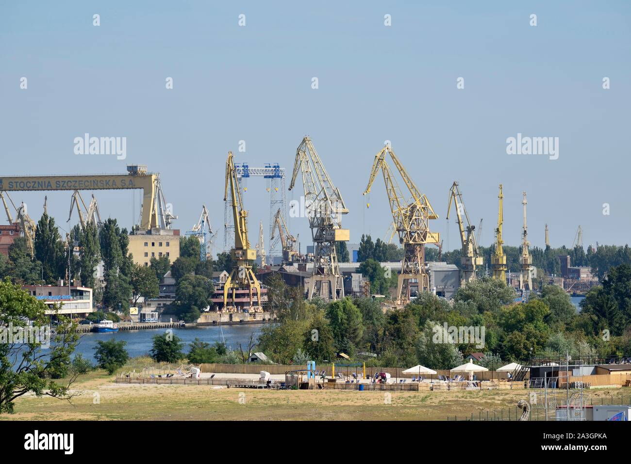 Polen, Westpommern, Smolecin (Szczecin), die Grodzka Insel und der Stettiner Werft und Hafen Stockfoto