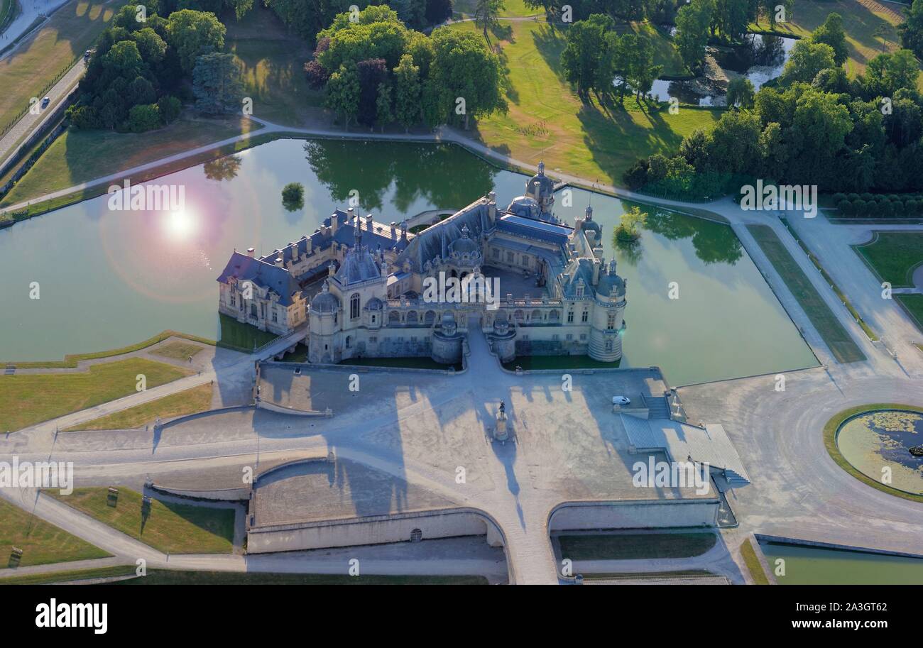 Frankreich, Oise, das Schloss von Chantilly und seinen Garten von Andr? Le N?tre (Luftbild) Stockfoto