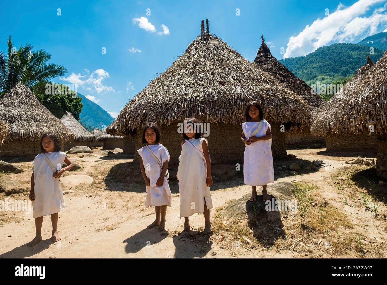 Kolumbien, Sierra Nevada de Santa Marta, Palomino, anonyme kogi Dorf Stockfoto