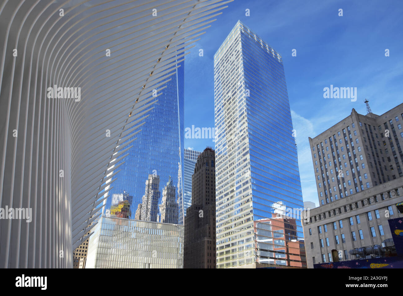 New York City, Manhattan, das One World Trade Center, Oculus, Memorial. Stockfoto