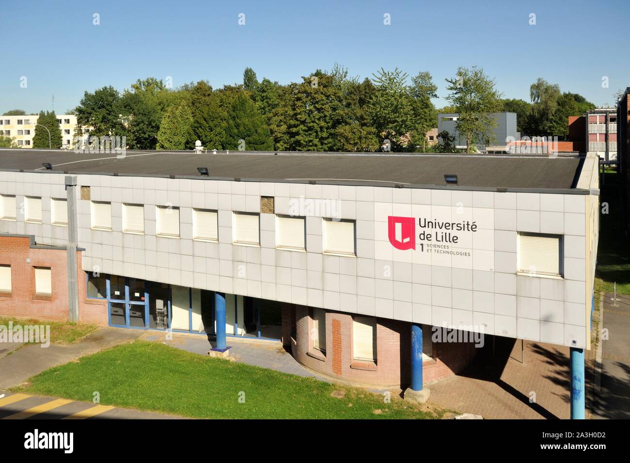 Frankreich, Nord, Villeneuve d'Ascq, eines der Gebäude der Universität Lille 1. Stockfoto