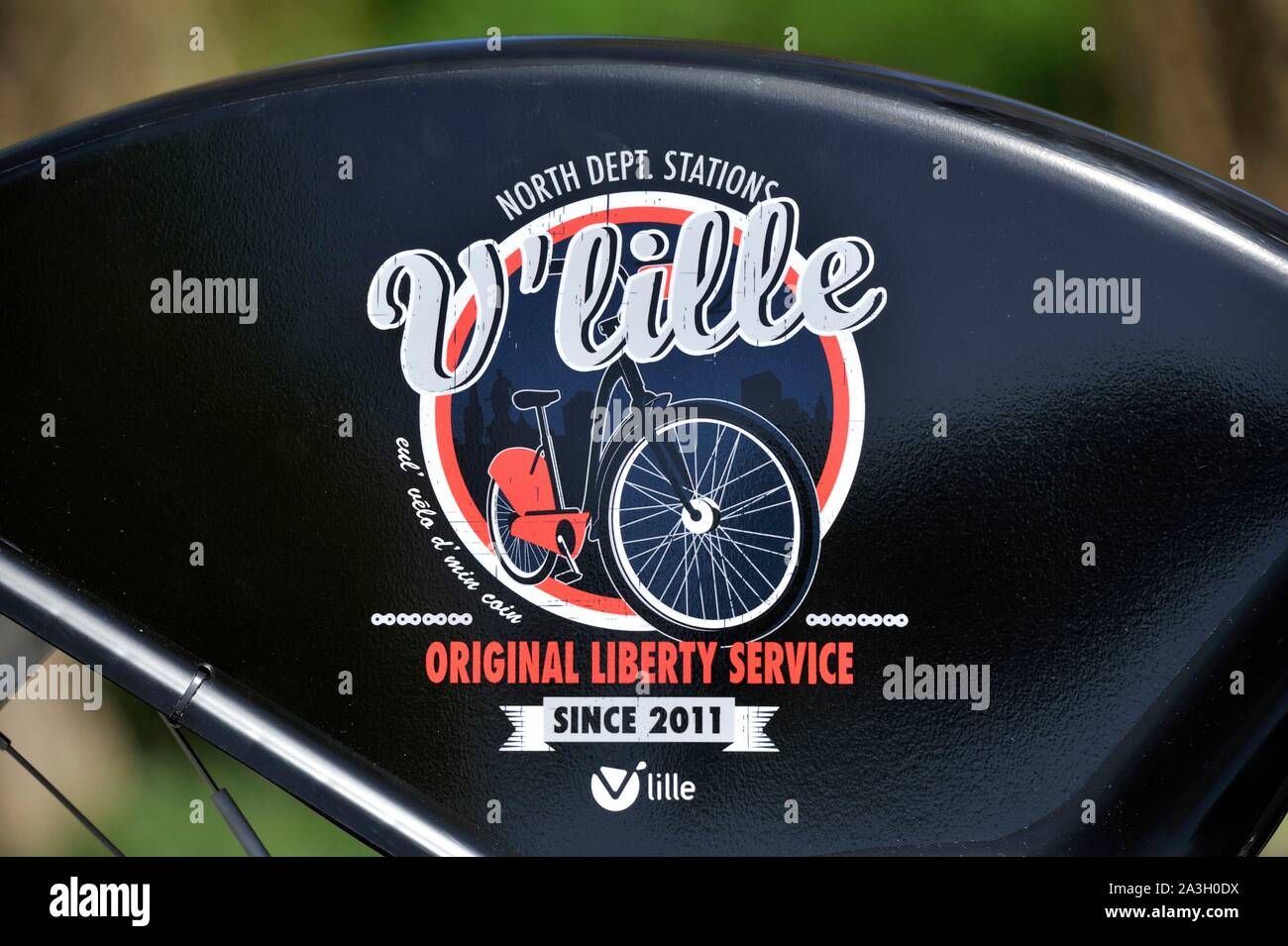 Frankreich, Nord, Marcq en Baroeul, Vintage V 'Lille, vintage Logo Stockfoto